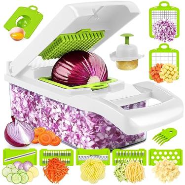 Imagem de MAIPOR Cortador de legumes – Cortador de cebola – Multifuncional 15 em 1 profissional cortador de alimentos – Cortador de fatiador – Cortador de vegetais de cozinha com recipiente – Cortador de ovos
