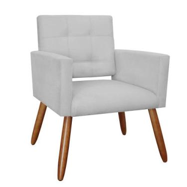 Imagem de Poltrona Recepção Camila Suede Branco Pés Palito - Belliv Decor