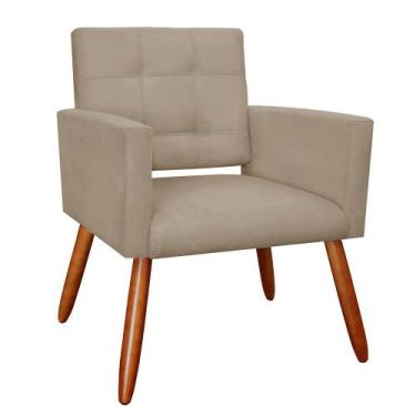 Imagem de Poltrona Recepção Camila Suede Cappuccino Pés Palito - Belliv Decor