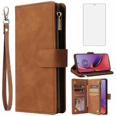 Imagem de Asuwish Capa carteira compatível com Motorola Moto G84 5G, protetor de tela de vidro temperado e capa flip de couro, suporte para cartão, acessórios de celular, capas protetoras para celular para G 84