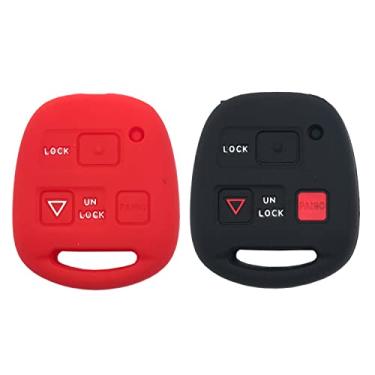 Imagem de Capa de silicone para chaveiro serve para Lexus ES GS GX is LS LX RX SC ES300 ES330 GS300 GS400 GS430 GX470 IS300 LS400 LS430 LX470 RX300 RX330 RX350 RX400h RX455 0h SC43 0 chaveiro (preto + vermelho)