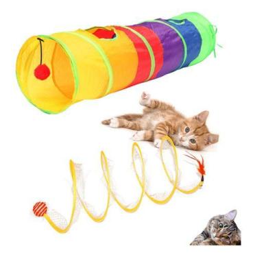 Imagem de Kit 2 Brinquedos Interativos para Gatos (Túnel + Túnel Mola Maluca) - 