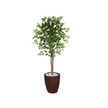 Imagem de Planta Artificial Ficus Verde 1,50 kit + Vaso S. Marrom 30 cm - FLORES