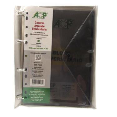 Imagem de Fichário Caderno Argolado A4 com Capa Acp + Bloco 96Fls, Fumê