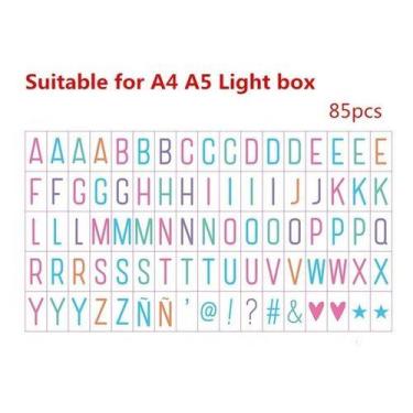 Imagem de Cartela 85 Letras Coloridos P/letreiro Light Box Led A4 E A5 - Mrvenda