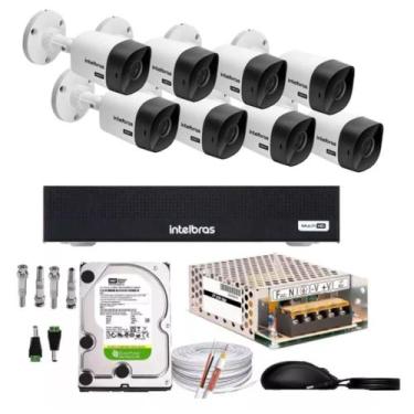 Imagem de Kit CFTV Intelbras 08 Câmeras 1120B Dvr MHDX 1108C HD500gb