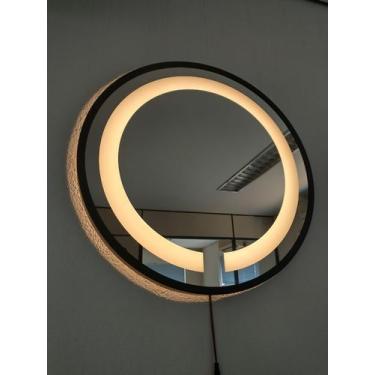 Imagem de Espelho Led Quente Adnet 60cm Moldura Preto Sem Alça - Woodglass