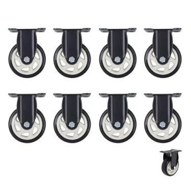 Imagem de Kit 8 Rodinhas Reforçada Rodízio Base Fixa 4 Polegadas 100kg - FRIGOPR