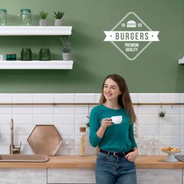Imagem de Adesivo Decorativo Logo Hamburgueria Retrô Cozinha Restaurante Food Tr