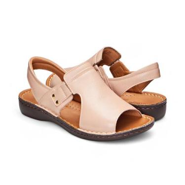 Imagem de Sandália com elástico Couro Nude Levecomfort , 38