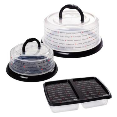 Imagem de Kit Boleira Suporte de Bolo Queijeira e Porta Frios Presunto Plasutil