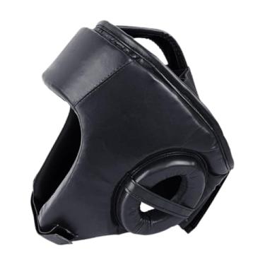Imagem de Deevoka Capacete de boxe Equipamento de proteção Ventilado PU Couro EVA Forro Proteção total Testa e proteção de ouvido para Sanda Karate, Preto