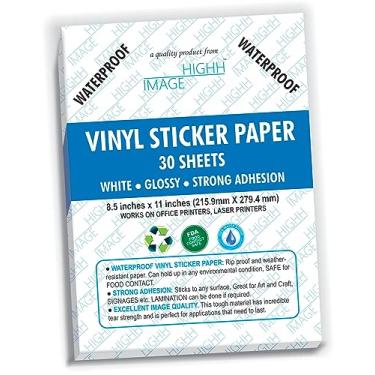 Imagem de Papel adesivo de vinil vinil premium branco brilhante à prova d'água para impressoras a laser