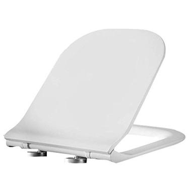 Imagem de Assento de vaso sanitário quadrado, fechamento suave, liberação rápida, tampa de vaso sanitário branca, fácil de limpar, acessórios de banheiro (cor: #4)
