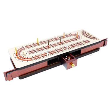 Imagem de House of Cribbage - 4 Track - Continuous Cribbage Board Alphabet e Shape Inlaid in Maple Wood / Bloodwood : Size - 13.5" x 4.75" - Separate Storage Space for Two Deck of Cards & PegsF