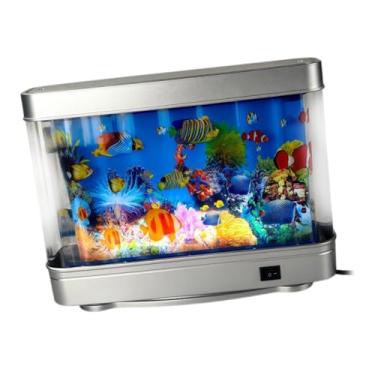 Imagem de Generic Lâmpada decorativa de aquário falso, fundo móvel de paisagem tropical artificial, luz noturna led, lâmpada decorativa, para quarto