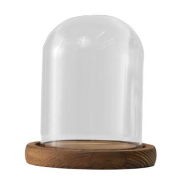 Imagem de Ｂｅｓｇａ Cúpula de vidro cloche bell jar com base de madeira redonda versátil diâmetro 3.5 polegadas mesa exibição para mesas de jantar decorativas, Style a