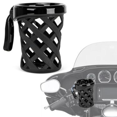 Imagem de PSLER Suporte de copo de bebida de motocicleta universal para Dyna Fat Bob Touring Road Glide Street Electra Glide Softail 1996-up Goldwing GL1800 2018-up