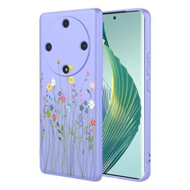 Imagem de HTXWXJC Capa de telefone para Honor X9a, capa Honor Magic5 Lite RMO-NX1 RMO-NX3 capa à prova de choque flexível bumper TPU capa macia padrão flor capa de telefone para Honor X9A flor roxa