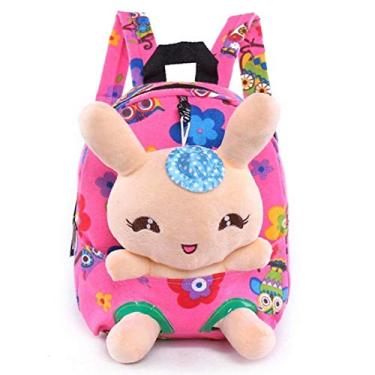 Imagem de Suerico Mochila infantil fofa de coelho, mochila de brinquedo de pelúcia, lanche, bolsa de viagem, bolsas pré-escolares para meninas de 1 a 5 anos, rosa, Small, Viajar
