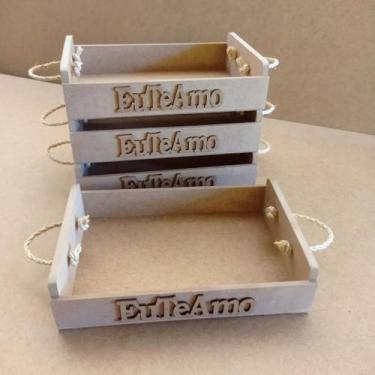 Imagem de Kit 5 bandeja cesta MDF EU TE AMO dia das mães namorados - Leal arte