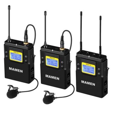 Imagem de Microfone Lapela Duplo Sem Fio Profissional MAMEN - WMIC-01