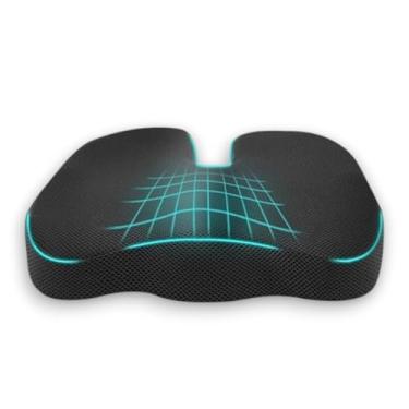 Imagem de Almofada Ortopédica para Cadeira Gamer – Espuma Viscoelástica de Alta Densidade – Suporte Ergonômico para Cóccix, Ciática e Lombar – Capa de Veludo Preta Lavável