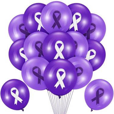 Imagem de Hungdao 100 Pcs Blue Awareness Ribbon Balloons Colon Cancer Rectal Cancer Prostate Cancer Abuse Awareness Balloons Arch for Ribbon Party Blue Decorations Supplies(Purple)