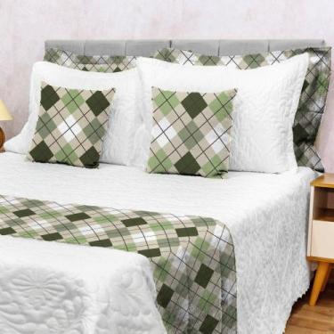 Imagem de Kit 5 Peças Decoração Sala Peseira Super King Size Piquet Cama Posta L