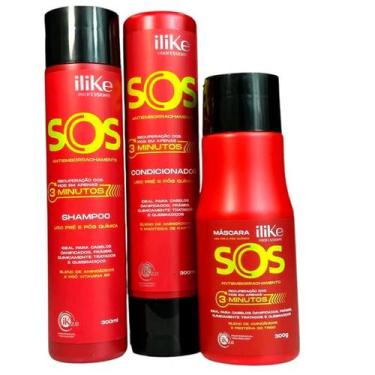 Imagem de Kit SOS ILIKE Shampoo, Condicionador e Máscara Profissional - ILIKE PR