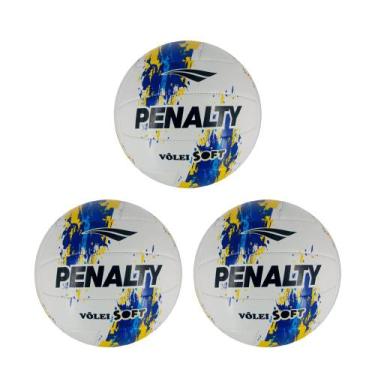 Imagem de Kit 03 Bola De Vôlei Penalty Soft X Costurada XXIII, Azul, Amarelo