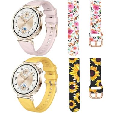 Imagem de DEALELE Pacote com 4 pulseiras femininas compatíveis com Huawei Watch GT5 Pro de 42 mm/GT5/GT4 de 41 mm/Garmin Venu 3S/Forerunner 265S/Fossil Gen 6, pulseira de silicone de cristal de gelo de 18 mm