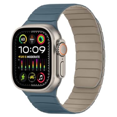 Imagem de Tasikar Trelas magnéticas compatíveis com Apple Watch 49 mm 46 mm 45 mm 44 mm 42 mm silicone macio correia de substituição tipo loop para iWatch Ultra 3 2 1 SE Series 11 10 9 8 7 6 5 4 3, Dune