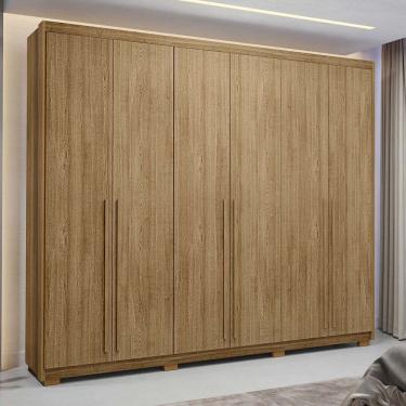 Imagem de Guarda-Roupa 6 Portas 6 Gavetas com Maleiro interno Dubai Majestic Nature 100% MDF - Vila Rica