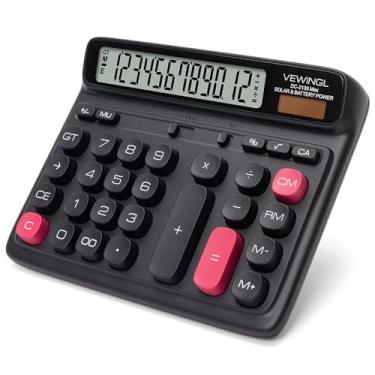 Imagem de VEWINGL Calculadora de mesa, tela LCD grande de 12 dígitos, teclas grandes estilo computador, alimentação dupla (solar e bateria), modo de suspensão automática, para escritório, escola, casa e