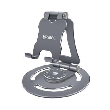 Imagem de Suporte de Mesa Premium para Celular e Tablet, Base Giratória 360°, Estrutura em Alumínio, Proteção em Silicone, regulável, ajustável
