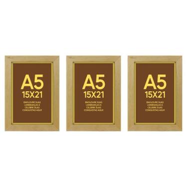Imagem de Kit 3 Porta Retratos 15x21 Molduras Mel com Acetato - SHD Soleil Home 