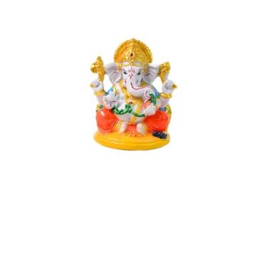 Imagem de Estátua do Senhor Ganesha da Harmonia, decorativa, dourada e branca, estatueta da divindade hindu, peça religiosa