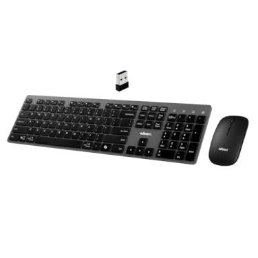 Imagem de Adesso Conjunto de teclado e mouse EasyTouch 7300 USB C sem fio com chave de atalho Copilot AI - compatível com vários sistemas operacionais para Mac, interruptores silenciosos, dongle tipo C de 2,4