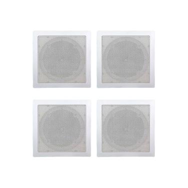 Imagem de  Kit 4 Base Arandela de Teto Quadrada Plastico Fiamon Para Alto Falante 6" Gesso
