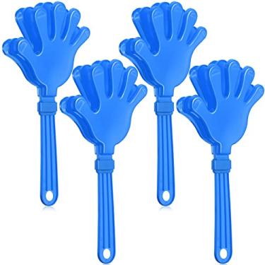 Imagem de Woanger 4 palmas de mão jumbo, para fazer barulho, 28 cm, lembrancinhas de festa, gigantes, grandes, para eventos esportivos, torcidas, bolas, basquete, futebol, ruídos, (azul)