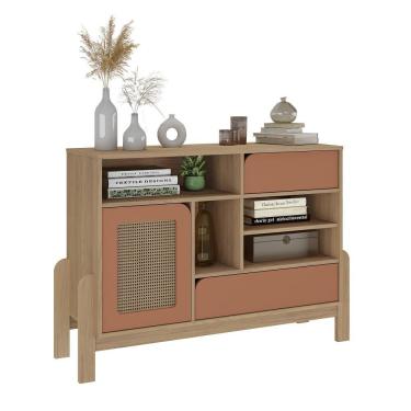 Imagem de Buffet 1 Porta 2 Gavetas Nature Carvalho/terracota Artely Carvalho/terracota