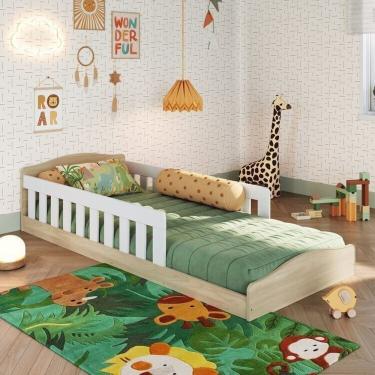 Imagem de Cama Infantil Montessoriana De Solteiro Linha Encanto Com Colchão Carvalho Araguaia-branco