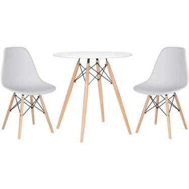 Imagem de Kit Mesa Jantar Eiffel 80cm Branca + 2 Cadeiras Charles Eames Branca