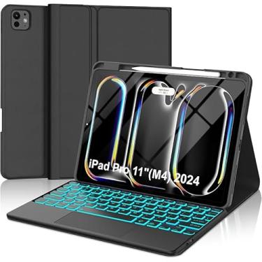 Imagem de Capa com Teclado para iPad Pro 11 polegadas 2024 (M4), Capa com Teclado Magnético Painel Multi-Touch, Retroiluminado