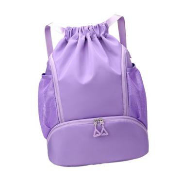Imagem de oshhni Mochila com cordão para homens e mulheres, à prova d'água, bolsa de natação para praia, basquete, mochila leve com cordão, bolsa esportiva para, Roxo
