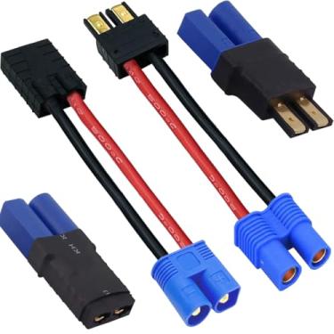 Imagem de DKARDU 2 pares de adaptadores de conector de bateria RC para plugue Traxxas para conector fêmea EC5 macho carregador ESC compatível com TRX/para bateria lipo Traxxas, para carro RC, barco, equilíbrio