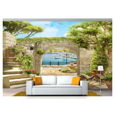 Imagem de Papel De Parede Paisagem Digital Jardim Mar 3D Dah29 - Você Decora