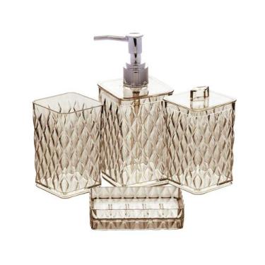 Imagem de Kit Banheiro Lavabo Glamour 4 Peças Para Pias Com Saboneteira Cobre Tr