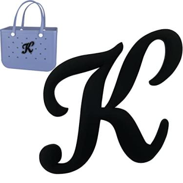 Imagem de TOYORK Berloques de bolsa para bolsa Bogg Acessórios decorativos de saco de bogg pingentes inserção alfabeto letras para bolsa de praia de borracha acessórios de bolsa de praia, K, K